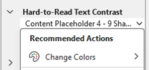 Hard-to-read text contrast recommended actions
