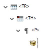 Empty cell in the paragraph tag in the table header in the tag tree
