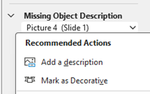 Missing object description - recommended actions