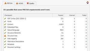 It's possible that some PDF/UA requirements aren't met