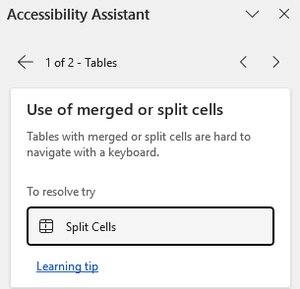 split cells button