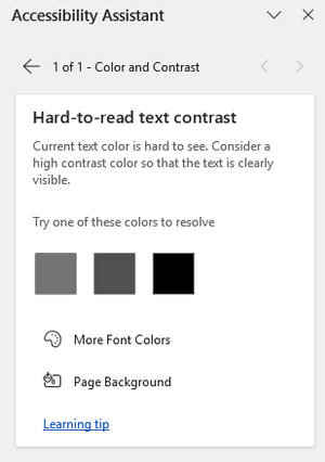 Accessibility assistant color and contrast - hard-to-read text contrast